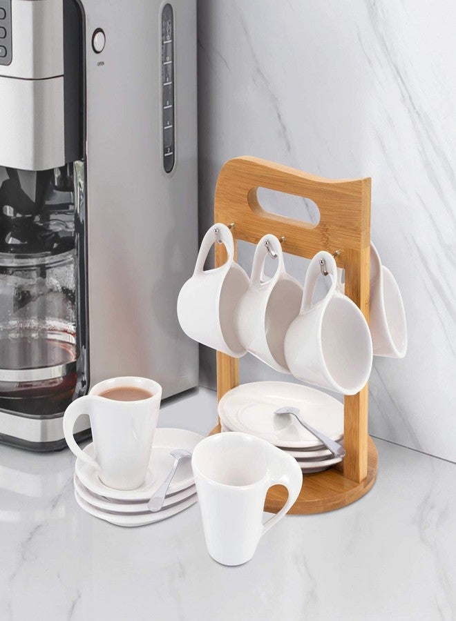 TRSPCWR Espresso Cups Set of 6, 2.5oz Ceramic Demitasse Cups Set with Saucers & Spoons, Complete Set with Storage Holder, Perfect for Home, Office, and Gift Giving - Image 5